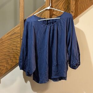 Banana Republic Caspian Sea Blue Poet Blouse XL Cotton Modal